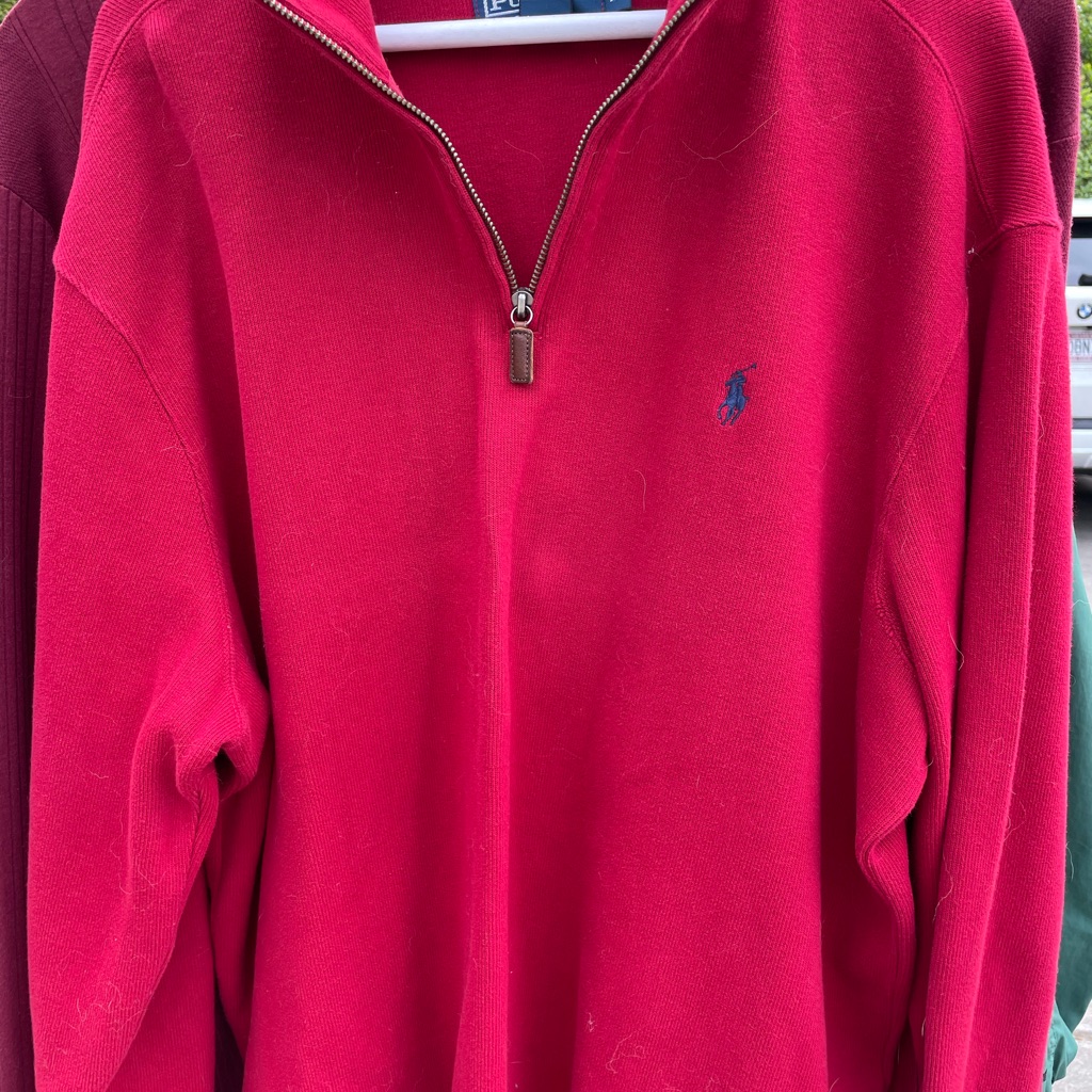 Polo Zip Pullover Red